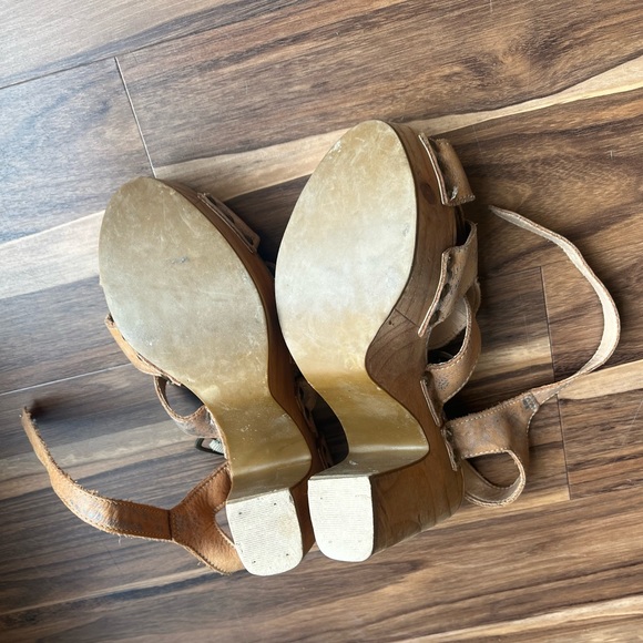 Bed Stu Melissa Distressed leather wood platform sandal 7 - Picture 5 of 5